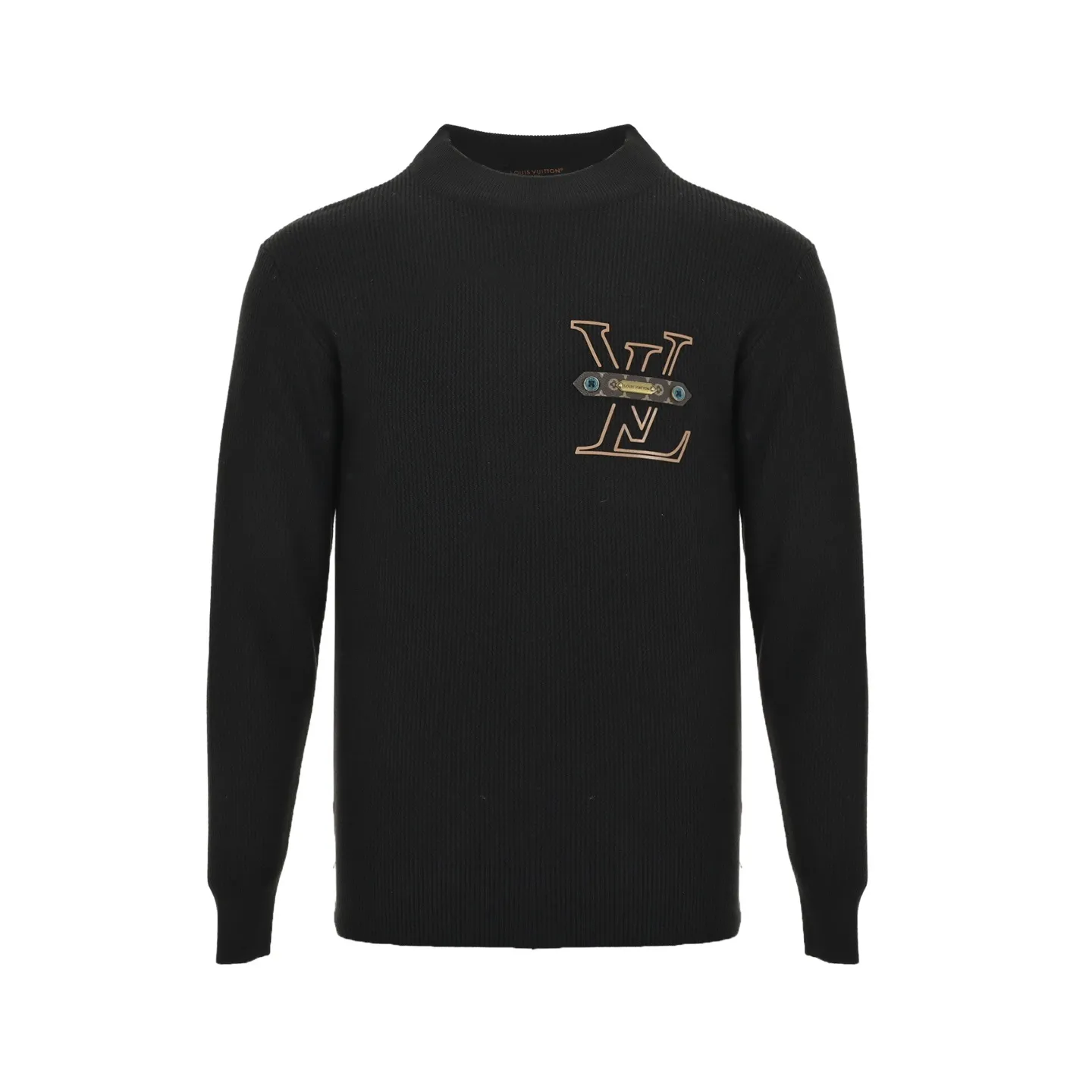 Louis Vuitton/Louis Vuitton chest old pattern leather crew neck sweater